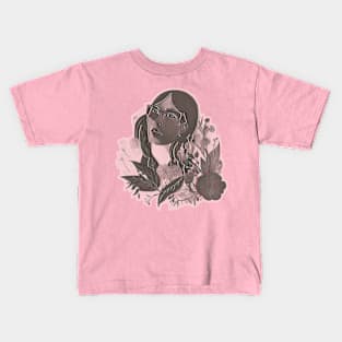 Woman With Flowers Kids T-Shirt